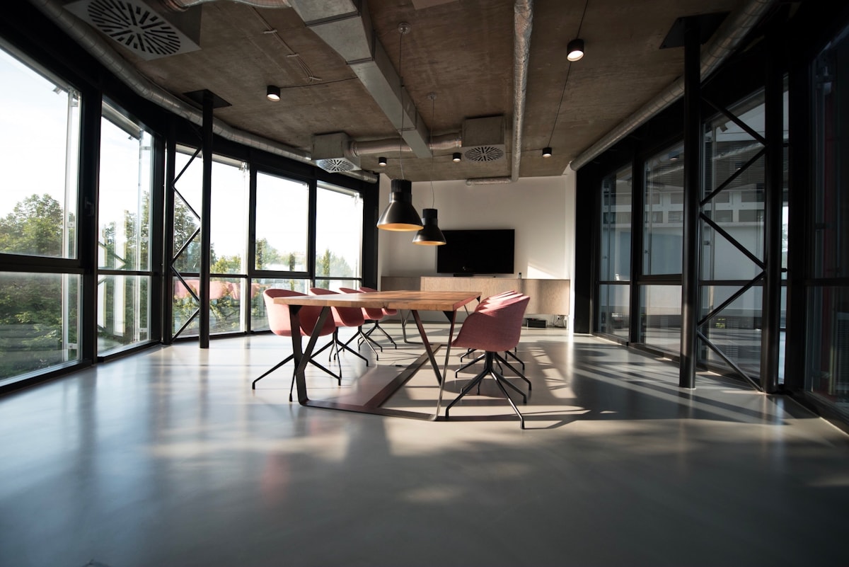 Modern conference room with natural light